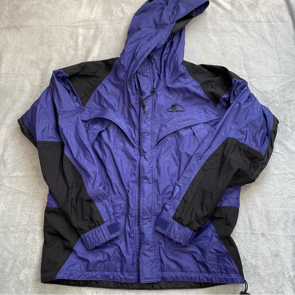 Helly Hansen Jacket Coat Large Men’s Vintage Nylon Hooded Waterproof Breathable
